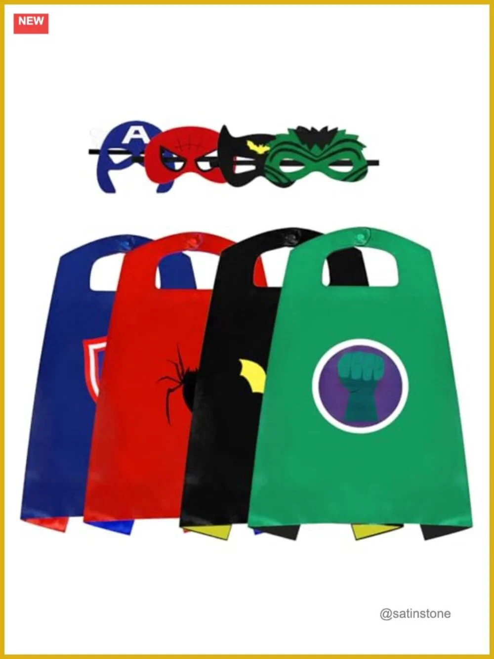 Superhero Capes & Masks Set for Kids 4-12, Satin Capes, Pretend Play Costume